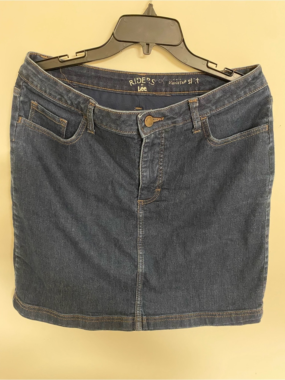 Lee Dark Blue Denim Mini Skirt with Front Pockets